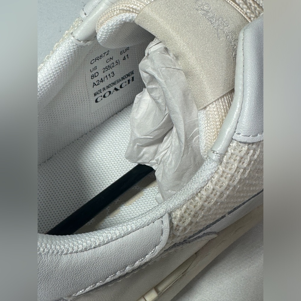 Coach Shoes Clip Court Sneaker Mens Tennis Shoes Chalk Optic White Sz 8 NEW - Picture 11 of 12